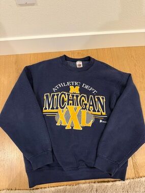 University of Michigan UMICH Athletic Dept. Navy Crewneck Vintage Sweatshirt